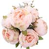 Duovlo Mazzi di peonie artificiali in seta artificiale, decorazione per matrimoni, casa, confezione da 1 (rosa puro primaverile)