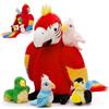 MorisMos Pappagallo Peluche Gigante XXL, 45cm Rosso Mamma con 4 Kawaii Bambino, Realistico Animali di Peluche Grande Morbido Pappagallo Peluche Regalo per Bambini Compleanno Natale Deco