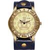 Avaner Orologio da donna/uomo, cinturino in pelle: orologio con grande quadrante con scala a numeri arabi e decorazione di corona, stile motociclista punk, regali di Halloween, blu