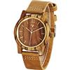 VICVS Orologi in legno da uomo e da donna, noce naturale/legno di ulivo cronografo al quarzo giapponese, cinturino regolabile, sport militari e tempo libero (Zebra-1)