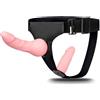 Girlove Strap-On Dildo Doppi per Lesbiche, Pene Sex Toys per Stimolare il Anali e Clitoride Donne, Alternativa Sex Toys per Coppia, Adjustable, Removeable, Morbido ed Elastico, Durevole (YDL-0022) (carne)