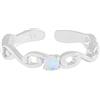 NicoWerk Anello in argento 925 da donna - Anello regolabile in argento 925 con opale, anello con pietra - SRI1112