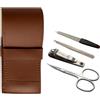 Tenartis Kit Manicure 4 Pezzi in Vera Pelle con Tagliaunghie - Tenartis 379 Made in Italy (Marrone)