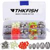 THKFISH Plomb Texas e Carolina Attrezzatura per la Pesca, B2-339pezzi spigola Pesca Proiettile Pesi per Sinkers da Pesca Ganci rotolamento barile Pesca girevoli Perline Anello