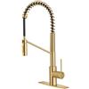 KRAUS Oletto KPF-2631BB - llave de cocina de estilo comercial con montaje superior QuickDock en latón cepillado, KPF-2631BB