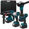 QQ CAT Kit combinato di utensili elettrici, 4 pezzi Brushless Roll Over Image to Zoom InMachine Set QQ CAT elettrico martello/smerigliatrice angolare/chiave lmpact/trapano fornito 1 grande custodia per il