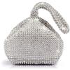 JIAN YA NA Donna Moda Strass Trihedral Frizione Borsa da Sera Bling Zipper Borsa Wedding Argento