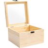 Useekoo Scatola in legno non finita con coperchio a cerniera superiore in vetro, 17,9 x 17,9 x 11,7 cm, grande scatola in legno per conservare oggetti, gioielli da collezione e decorazioni per la casa