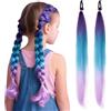 Hopton 2 ciocche di capelli sintetici da intrecciare, 75 cm, ciocche di capelli per capelli intrecciati, con elastico per capelli, treccia intrecciata, ciocche di capelli colorate per bambini, feste, vacanze
