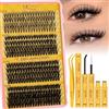 QUEWEL Extension Ciglia, 320PCS Kit Extension Ciglia 30+40+50+60D Lunghezze Miste 10-16mm, Ciglia Spesse con Colla e Sigillante, Pinzetta - Facile Fai Da Te a Casa (Kit 30+40+50+60D)