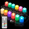 Ymenow Candele ricaricabili senza fiamma tremolanti con telecomando e timer, 12 pezzi candele finte elettriche a LED RGB che cambiano colore, decorazioni natalizie e di Halloween