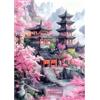 NEWENMO 5D Architettura Cinese Diamond Painting Kit Adulti,DIY Fiori di Ciliegio Rosa Pittura Diamante,Romantico Diamond Art Kits,Dipinti Decorazioni per Pareti Domestiche,Regalo di Casa,30x40cm