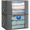 Boic 2 Pezzi Scatole Per Armadio Salvaspazio 60L, Scatole Per Vestiti Pieghevoli, Contenitori Per Armadio Con Coperchio E Maniglia Contenitore Vestiti Per Trapunte Coperte Biancheria Da Letto