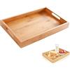 CaiYuanGJ Vassoio in Legno con Manici, Vassoio Legno, Vassoioes Grande in Legnoes, Vassoioes Rettangolare da Portata, Vassoios in Legnos da Cucina, per Pane, Frutta, Caffè, Snack, Pasto (40 x 29 x 4,3cm)
