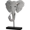 GILDE Scultura Ringo Elefante in resina - grigio - ruvido - altezza 42 cm x larghezza 25 cm - testa di elefante