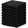 Homaxy Strofinacci in 100% cotone, 30,5 x 30,5 cm, tessuto a nido d'ape, super morbidi e assorbenti, ad asciugatura rapida, confezione da 8, colore nero