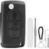 KingYH Custodia chiave plip 3 pulsanti chiave di ricambio pieghevole telecomando Custodia chiave di ricambio per Peugeot 207 307 308 407 408 3008 5008 Citroën C2 C3 C4 C5 C6 C8 (CE0523 VA2)