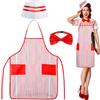 XEPST 3 pz Adulto Cameriere Costume Kit-1950 s Cameriera Costume Accessori Set con cappello da cuoco rosso e bianco a strisce Grembiule Bow Tie per Halloween Cosplay Carnevale Fancy Dress Up Partito