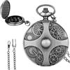 TenaLucy Mini Set di Dadi DND,Set di Dadi Mini DND 7 Dadi in Metallo Poliedrico dnd con Steampunk Gear Orologio da Tasca Conchiglia（Argento Scuro）