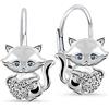 Goldene Hufeisen Orecchini a forma di gatto con occhi azzurri, in argento 925, pendenti da donna, Zirconia cubica