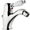Yellowshop - Miscelatore bagno completo rubinetteria RETRO vintage leva pomo bianco lavabo bidet vasca e doccia incasso esterno in ottone cromato flessibile inox Made in italy (Bidet)