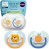 AVENT Philips Avent Ultra Start Ciuccio - Design ortodontico, per neonati 0-6 mesi, tettarella simmetrica in morbido silicone, senza BPA, con custodia per la sterilizzazione, confezione da 2, SCF080/23