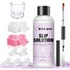 WEILAOK Soluzione per Acrygel, Soluzione Acrigel per Unghie, Slip Solution Acrygel, 75 ML Liquido Acrygels, Pennello Acrigel per Unghie, Tazza di Cristallo, 5 Clip per Manicure, 100 Fogli di Pulizia