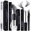 Qiveaory Lash Bond e Seal Kit DIY Lash Extension con Waterproof Lashe Cluster Glue 72h Hold and Seal Lash Remover Pinzetta Portable Eyelash Brush con Cap per le Estensioni Delle Ciglia Principianti