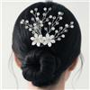 MinoCino Pettine per capelli da sposa 3 pezzi argento, accessori per capelli con perle e fiori fatti a mano, fermagli decorativi eleganti per matrimonio e cerimonia