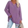 Famulily T-shirt di base a maniche lunghe in cotone semplice tinta unita comodo scollo a V allentato ampio tunica magliette top, #2 rosso., XXL