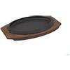 ILSA Piatto a servire ovale, ghisa, vassoio in legno, cm 28x19