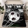 Latwerio Lenzuola Una Piazza e Mezza, 3D Calcio Calcio Lenzuolo con Angoli in Microfibra Morbido - Altezza Materasso Fino a 30 cm - Coprimaterasso Traspirante e Lavabile con 1 Federe