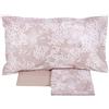 Fazzini Completo Lenzuola Due Piazze in Percalle di Puro Cotone Effetto Copriletto con Doppia Balza art. Kimono (Rosa 1)
