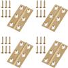 Styquenzer 4 cerniere pieghevoli in ottone, 50 × 30 mm, dorate, con 24 viti, per mobili dell'armadio, porta del cassetto, cerniera pieghevole