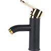 Tyenaza Bagno Lavabo Acciaio Inossidabile, Miscelatore Cucina con Tubo Flessibile, Rubinetto Monoforo Monocomando,per Lavandino, WC per Gli Ospiti (Oro Nero)