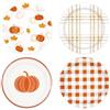 DHAIQC 48 pezzi Piatti per festa d'autunno, 18 cm, Arancione-zucca, Piatti di cartone Gingham, Piatti per torte e dessert usa e getta per picnic, tema autunnale, ringraziamento, decorazioni per feste