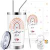 Szhhrxi Regalo di addio per colleghi, tazza termica in acciaio inox, portachiavi per colleghi e arcobaleno, biglietto di ringraziamento, tazza da caffè con coperchio per la pensione, cambio di lavoro