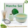 Druuzyl 5 pezzi Set di ciotole in ceramica per matcha, ciotola per matcha, frusta per matcha, spatola,Colino,porta scopa per matcha per la cerimonia del tè,Sfumatura di colore