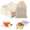 NAMIS 100 Pezzi Sacchetti Filtro per Tè Bustina di Tè Vuota con Coulisse in Mussola di Cotone Sacchetti Cotone Riutilizzabili per Tè Sfuso, Tisane, Caffè, Spezie (6 x 8 cm)