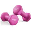 SONGMICS Set di 2 manubri, 2 x 1 kg, manubri corti, esagonali, rivestimento in neoprene, allenamento di forza, allenamento, fitness, casa, rosa SYL902P01