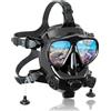 MODJUEGO Maschera Subacquea Integrale con Supporto per Fotocamera, Regolabile,Vista Panoramica A 180° per Adulti,Anti-appannamento,Anti-perdite,Set con Tappo Asciutto