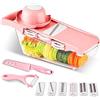WWYL Affettatrice per mandolino, affettatrice per verdure, 6 lame grande Dicer da cucina manuale tenuto in mano (rosa)