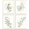 Dazzlewall Set di 4 Poster Botanici Acquerello Verde Salvia per Camera Bagno 20×25 cm Senza Cornice