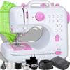 Retoo Mini macchina da cucire e luce LED per bambini e principianti 12 schemi punto Macchina da cucire elettronica professionale domestica con pedale Macchina da cucire Alimentazione elettrica