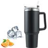 Mnixy Travel Mug with Handle, Stanley Cup with Straw and Handle, Stainless Steel Coffee Mug with Lid Coffee Mug, Leak Proof Vacuum Insulated Water Bottle for Hot Iced Drink (Black)