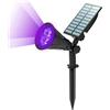 T-SUN Faretti solari a LED super luminosi 250 lm per esterni, giardino, paesaggio, luce viola, accensione automatica di notte/spegnimento automatico di giorno, parete, piscina