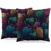ggaimwf Set di 2 Fodere per cuscini Foglia Federe per cuscini in Effetto Lino Hawaiano Palma tropicale Foglia Piazza Morbido Cuscini Federe decorative Per divano Camera da letto Soggiorno Casa 40x40cm