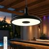 Horevo Lampada a Sospensione LED 28CM per Isola da Cucina, Uso Interno ed Esterno Lampadario, Luce Pendente Nera Impermeabile con Cambio di Colore per Cucina, Bar, Sala da Pranzo, Camera da Letto, Soggiorno