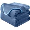 HOZY Coperta Plaid Pile, Coperta Matrimoniale 220 x 240 cm Flanella, Coperta Divano Super Grande Caldo Morbida - Blu lavato