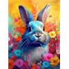 Bimkole 5D DIY Diamond Painting Kit Completo Fai da Te Coniglietto Colorato, Fiore Animale Pittura Diamante Punto Croce Strass Arte E Creazione Di Mosaico Decorazione Murale Artigianale 30X40cm